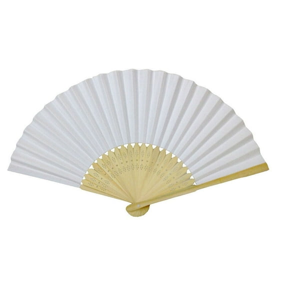 10 PAPER FANS Folding Hand Fan Wedding Gift Party Favor Bamboo Set Lot Ten Pcs