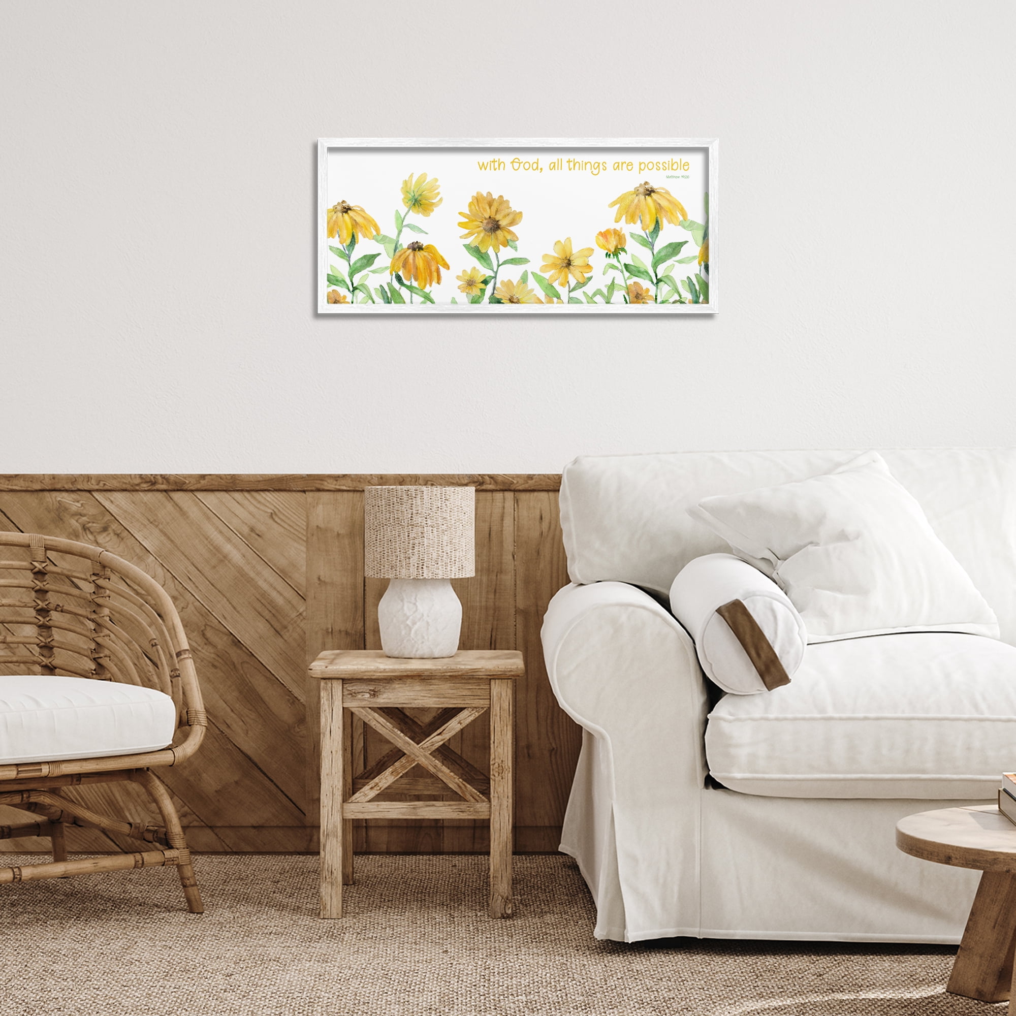 Stupell Industries With God Proverb & Daisies White Framed Giclee Art, design by Lanie Loreth