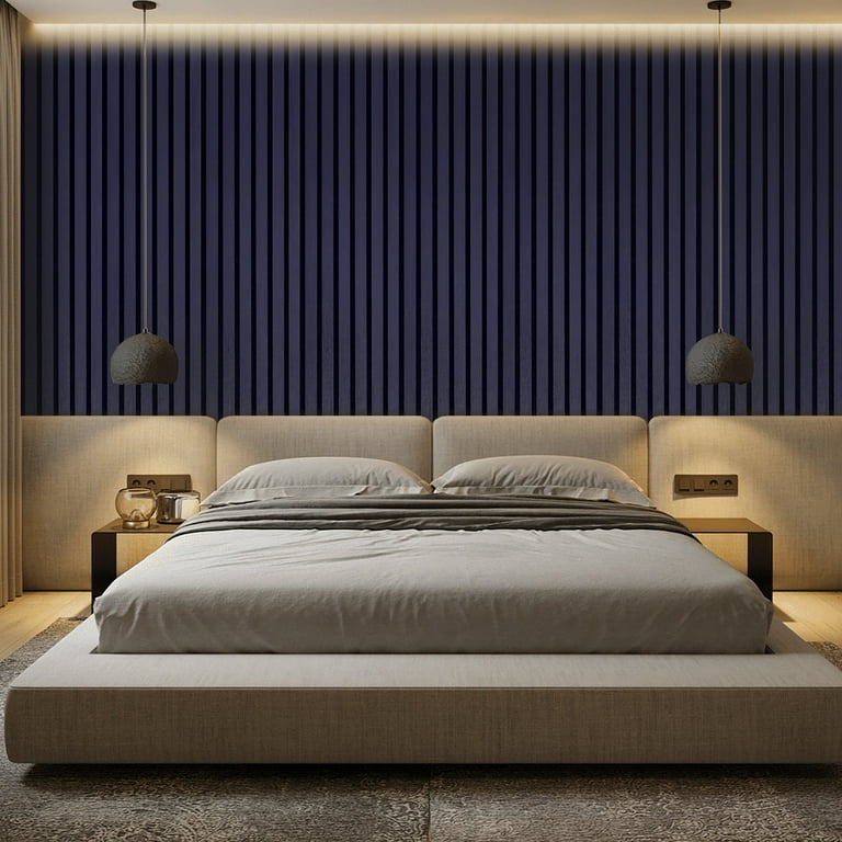 4 Pack Wood Acoustic Wall Panels - 47.2"x12.2" Each, 3D Slat Design For Sound Absorption (Deep Walnut)