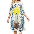 thumbnail image 1 of Vestido de verano con escote cuadrado y diseño de barco y luna, elegante vestido de mujer con cuello halter, estampado de barco, abejas, luna, tatuaje, acuarela, amarillo, 1 of 6