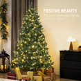 thumbnail image 3 of HOMCOM 7 ft Prelit Frosted Christmas Tree, Full Spruce Holiday Decor with Dual Colour LED Light, Dense Branches, 9 Light Modes, Hinged Xmas Tree with Metal Stand, Easy Assembly, 3 of 8
