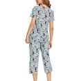 thumbnail image 2 of Lu's Chic Women's Cute Pajama Set Cotton Capri Loungewear Soft Short Sleeve Pjs Comfy Pants Lounge Two Piece Patterned Print Sleepwear Patterned 2 Medium, 2 of 5