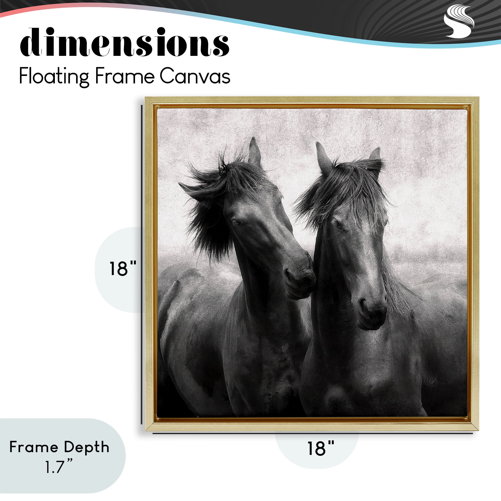 Stupell Industries Short Haired Horse Pair Gold Framed Floater Canvas Wall Art, design by Lars Van de Goor