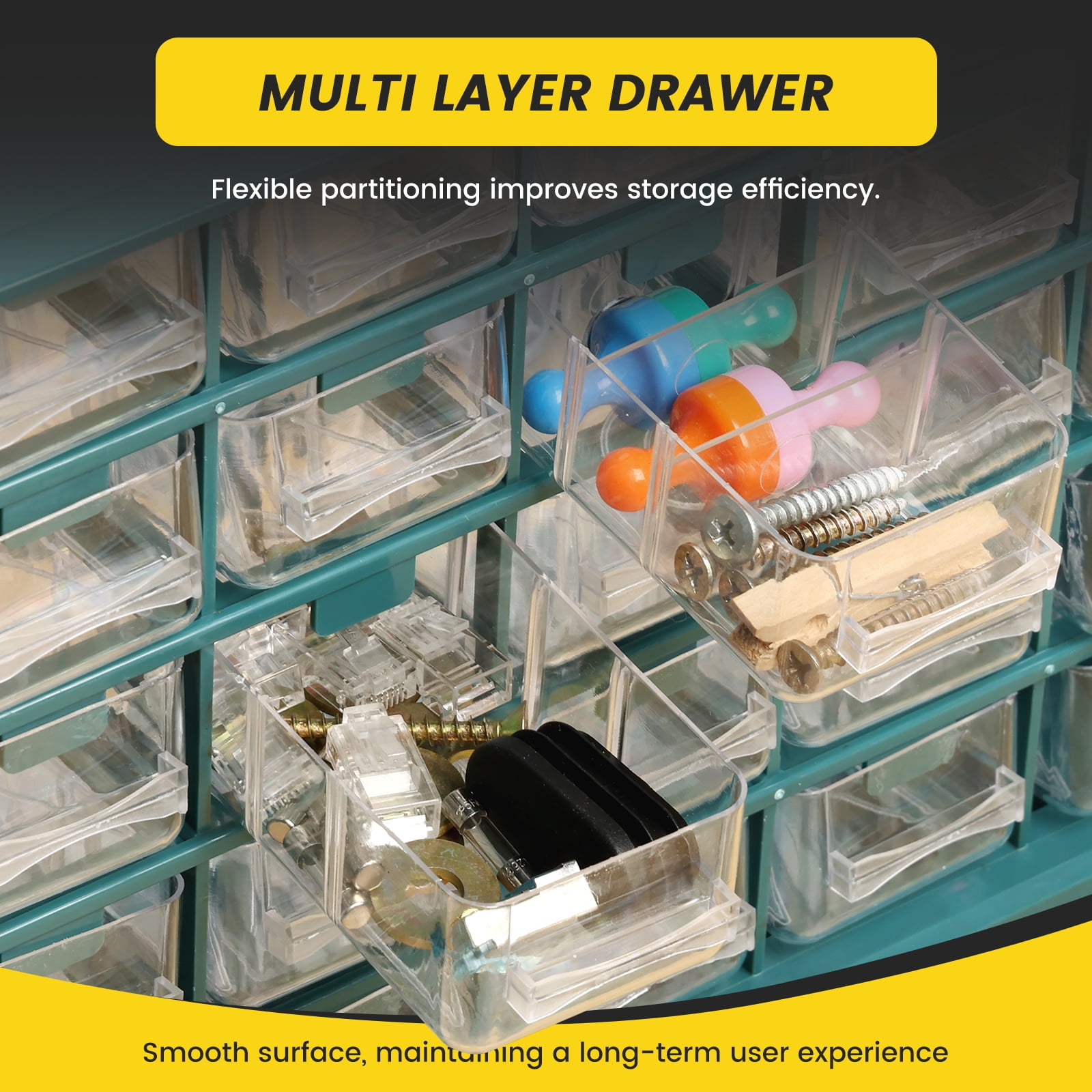 Plastic 25 Grids Hardware Storage Organizer Visible Drawer Parts Cabinet Effortless Cleaning Multi Layers Parts Storage Cabinet for Hardware Crafts Nuts Bolts Tool