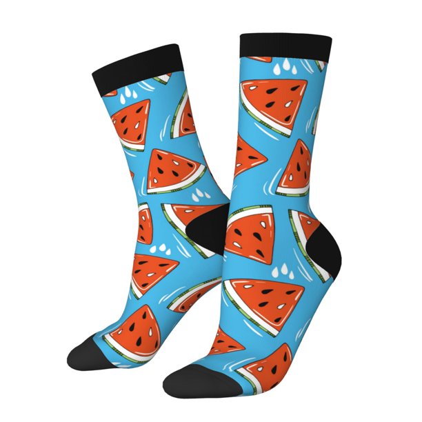 Balery Cartoon Watermelon Calcetas Largas con Estampado para Hombre y Mujer – Suaves y Transpirables, Talla Única (US 5-11)