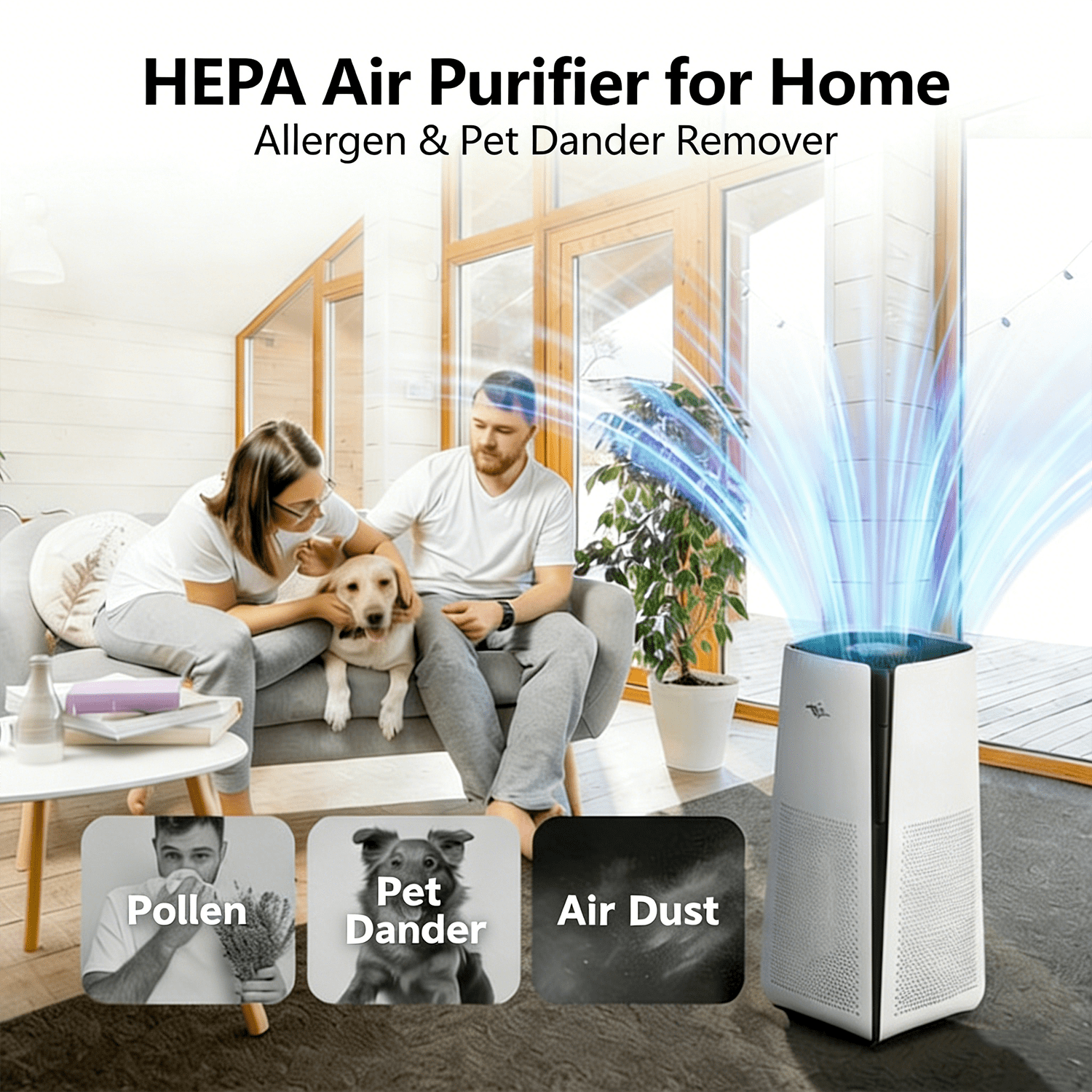 Membrane Solutions MS601W Smart Air Purifier with True HEPA Filter for Large Room up to 3027 sq ft