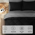 thumbnail image 4 of HIG 7 Piece Reversible Queen Comforter Set - Black Quilted Down Alternative Bedding All Season Super Soft Microfiber Bed in a Bag Includes Sheets Pillowcases Shams, 4 of 8