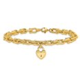 thumbnail image 3 of Auriga Fine Jewelry 14K Yellow Gold Polished Heart Lock Charm Link Bracelet 7.5inch for Women, 3 of 6