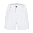 thumbnail image 4 of Women's Button-Fly Cotton Linen Shorts with Hidden Pockets - No Zipper Slim Fit Design, Wrinkle-Resistant Summer Casual Shorts,White L, 4 of 5