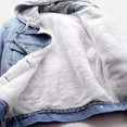 thumbnail image 4 of Stichou Women's Denim Jacket Fleece Distressed Casual Long Sleeve Ripped Boyfriend Jean Jacket Washed Blue Short Jean Light blue M, 4 of 5