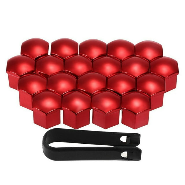 20 Pcs Couvre-Écrou de Roue de Voiture Universel Embouts de Pneu en Métal de Véhicule Accessoires Modifiés de Remplacement Automobile Rouge 17mm