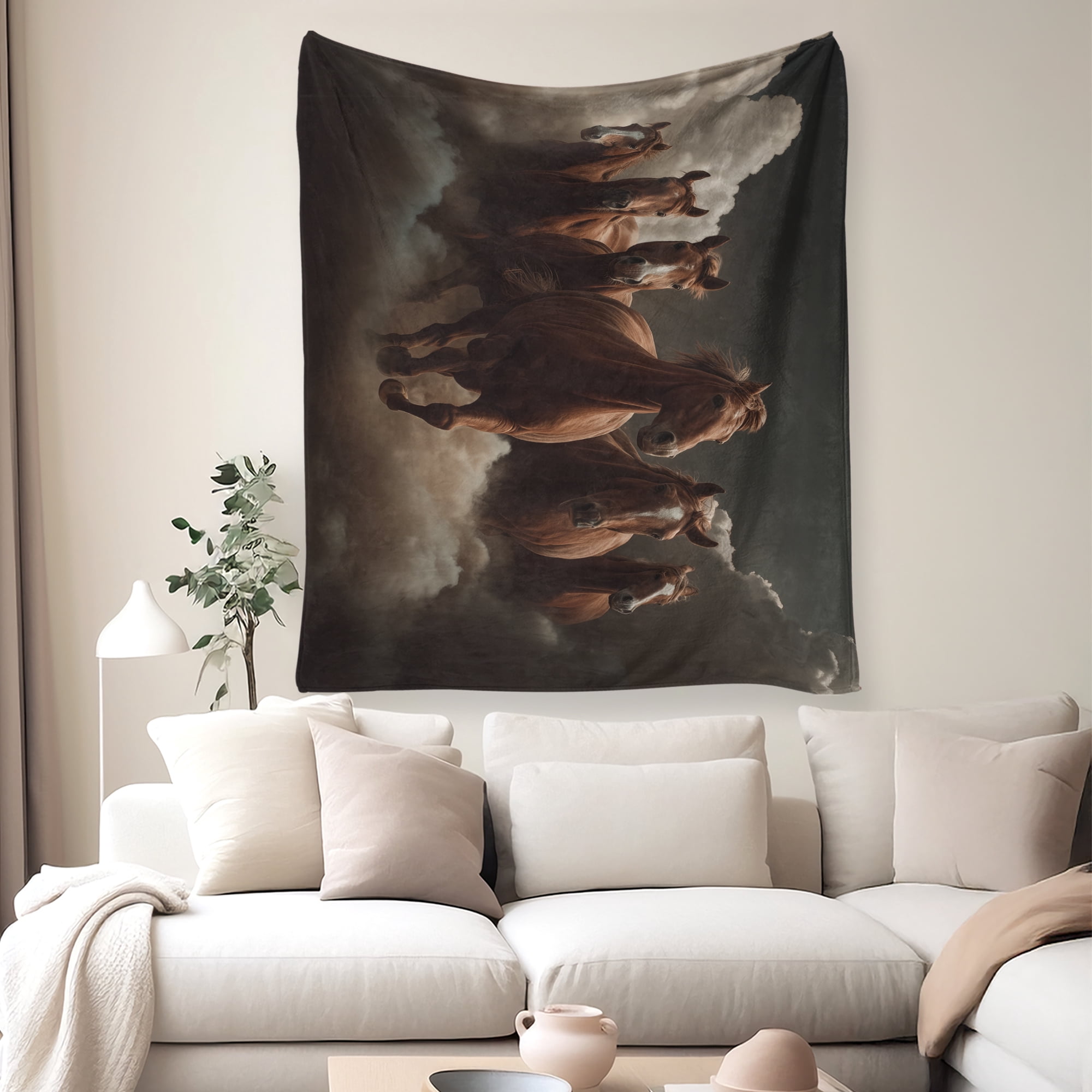 Flannel Fleece Throw Blanket, Soft Large Throw Blanket, Lightweight Cozy Plush Throw Blanket Fit Sofa Bed, 40"x50", Horses