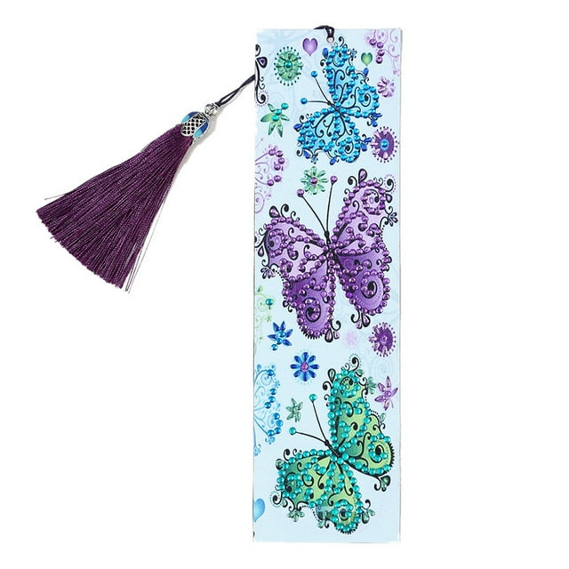 TFixol 5D DIY Special Shaped Diamond Leather Tassel Book Marker Embroidery Crafts