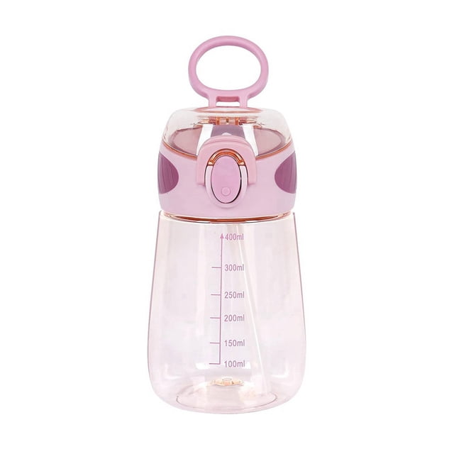 400Ml Water Bottle with Straw Drinking Bottle for Toddlers with Handle Wide Mouth Leak-Proof Cute Straw Bottle C