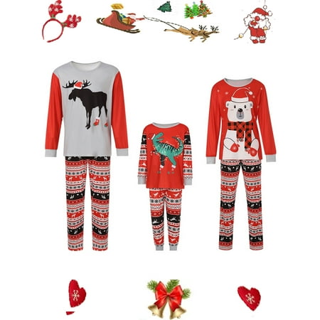

Sunisery Family Matching Outfits Christmas Pajamas Set Cotton Sheep/Snowman/Dinosaur Printed Pajamas Suit for Mom and Dad Family