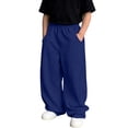 thumbnail image 2 of Angala Big Boys Sweatpants Athletic Pants Wide Leg With Pockets Fall Casual Boys Baggy Trousers Size 12-13 Years Dark Blue, 2 of 6