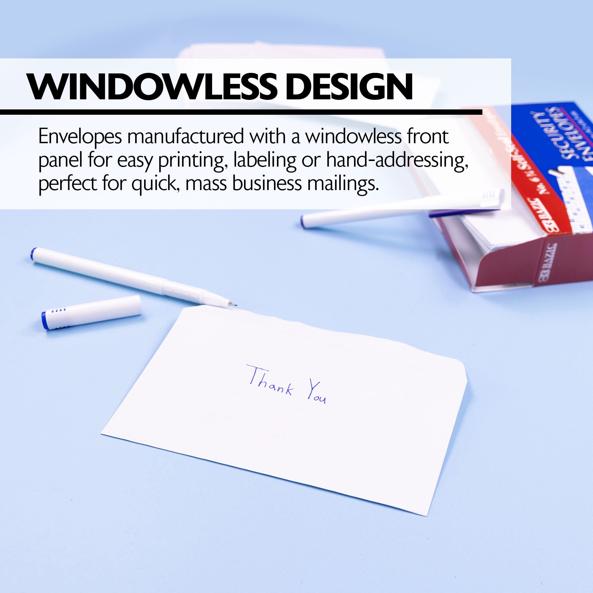 BAZIC Security Self Seal Envelope 3 5/8" x 6 1/2" #6 Tint Mailing Envelopes, 1920-Count