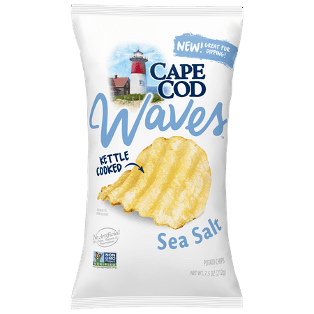 (3 Pack) Cape Cod Potato Chips, Kettle Cooked Wavy Cut Sea Salt, 7.5 (Best Restaurants Cape Cod 2019)