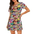 thumbnail image 1 of Easygdp Cute Cartoon Owls Camisón de manga corta para mujer, informal, estampado, 1 of 6
