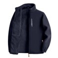 thumbnail image 6 of vdgthytj Jackets for Men Fleece Lined Long Sleeve Full Zip Stand Collar Elastic Cuffs Fall Winter Warm Thick Casual Outwear with Pockets(X-Large,Dark Blue), 6 of 9