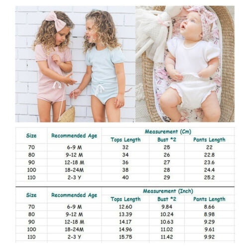 3PCS Set Newborn Toddler Baby Girl Clothes T-shirt Short Pants Headband Ribbed Solid Outfit 6M-3T
