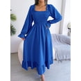 thumbnail image 3 of Spring And Summer Women's Casual Square Neck Flare Skirt Large Hem Ruffled Long Skirt, 3 of 7