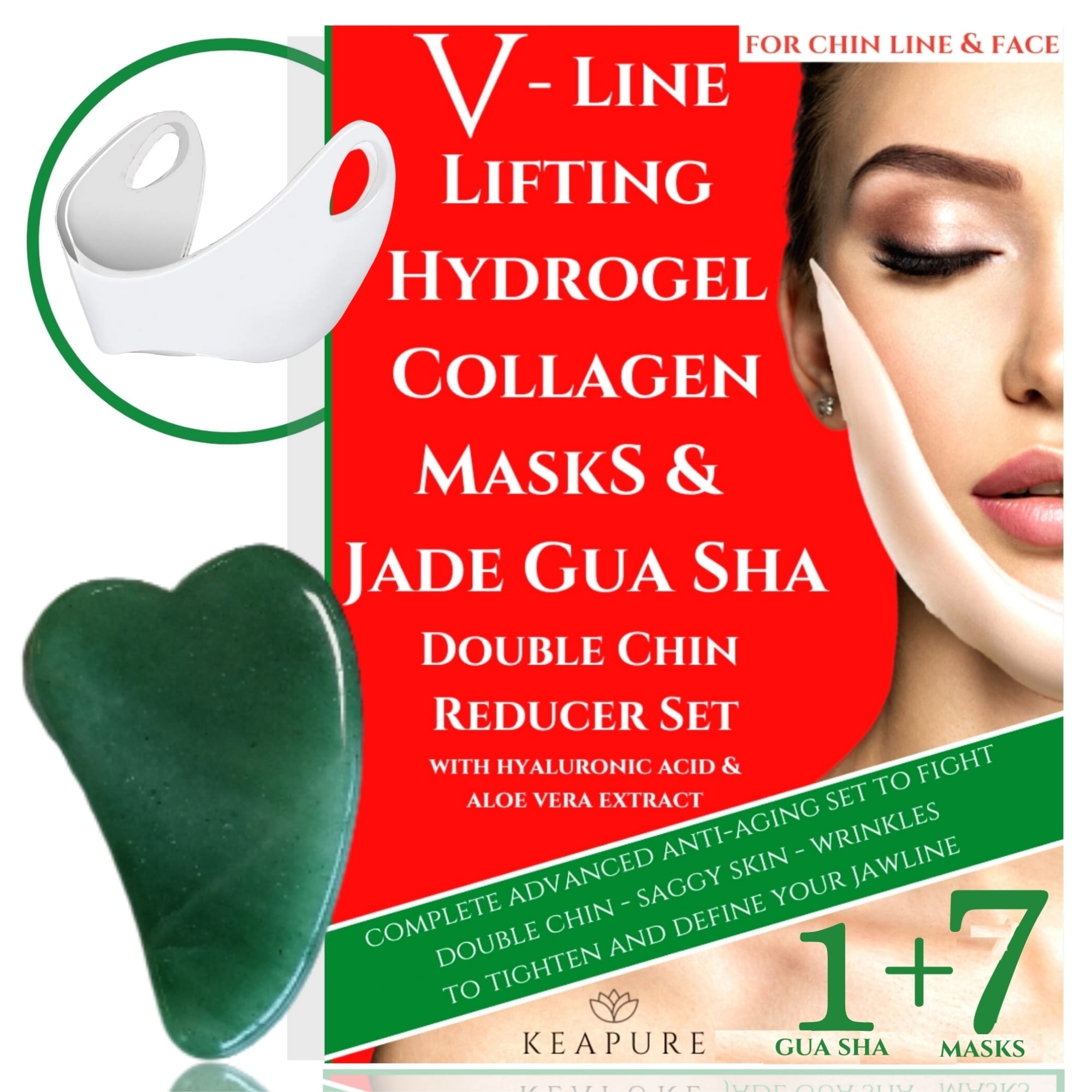KEAPURE V Line Mask 7 Pcs Double Chin Mask Face Slimming Strap with Gua