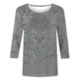 thumbnail image 3 of ZZwxWA Womens 3/4 Length Sleeve Tops Vintage Floral Round Neck Loose Fit Tshirts Trendy Casual Blouses Fashion Ladies Tees, 3 of 4