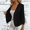 thumbnail image 7 of Pincandy Women's Casual Lightweight Jackets Ruched 3/4 Sleeve Open Front Work Office Blazer Suit Jacket, 7 of 7