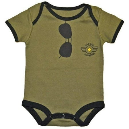 Daddys Wingman Aviator Pilot Glasses Baby Flight Bodysuit