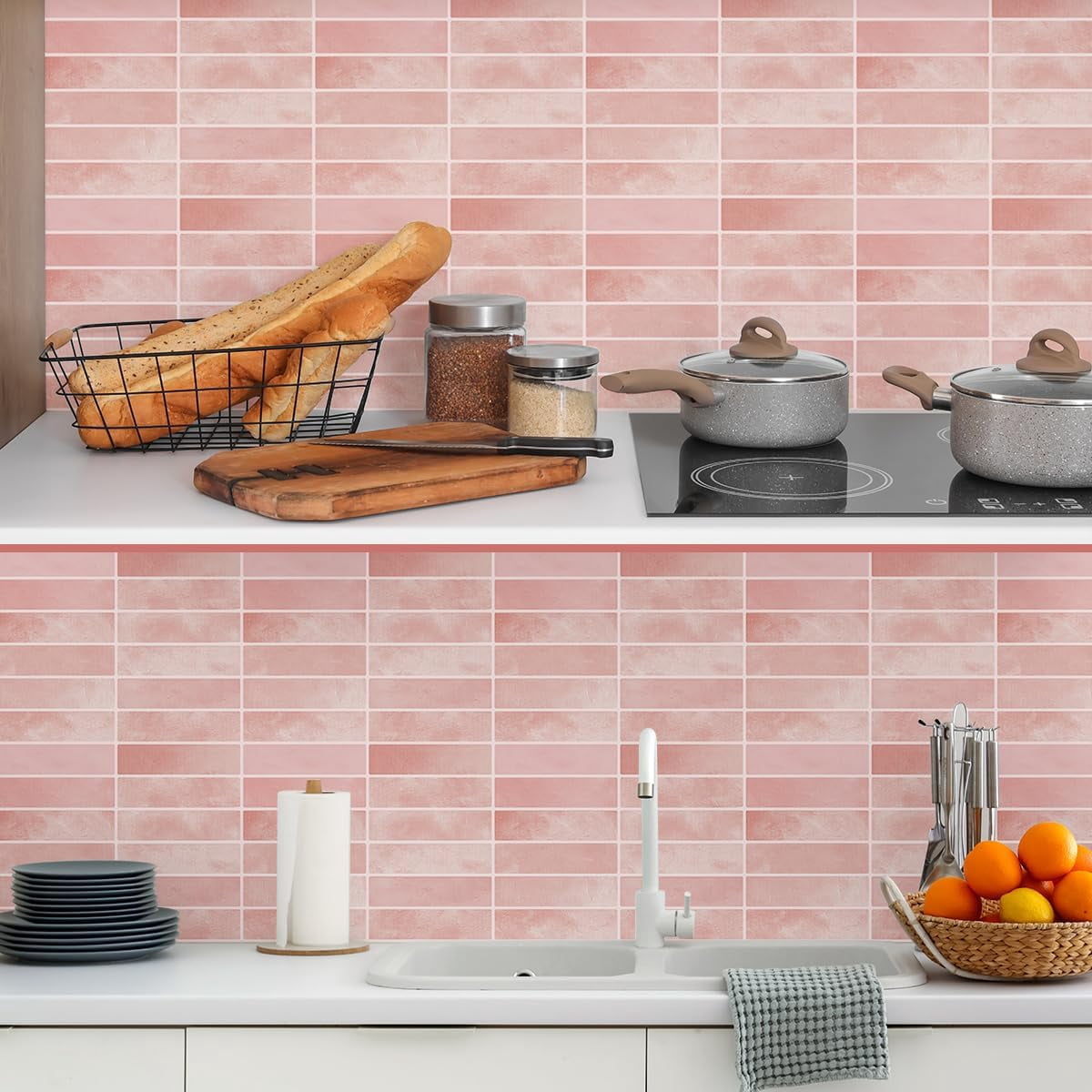 Peel and Stick Backsplash Wall Tiles,Self-Adhesive,Oil Proof,Waterproof, Removable Wall Panels for Kitchen & Bathroom,Modern Design, Easy Install (11.4x9 inch,20 Pack)