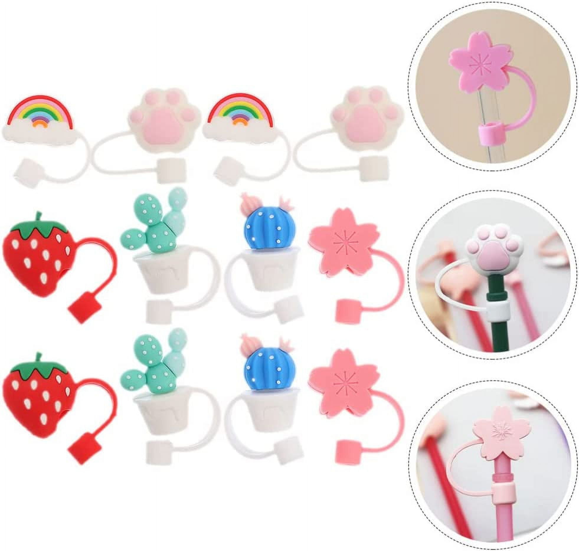Straw Plugs Cover 3Pcs Silicone Straws Tips Covers Heart Wings