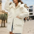thumbnail image 4 of Jinhomg Womens Fluffy Winter Coat Oversized Comfy Long Length Stand Collar Puffer Jacket Fall Winter Thermal Winterproof Double Closure Outerwear with Pockets White M, 4 of 8
