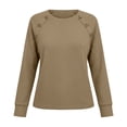 thumbnail image 5 of cocolona Long Sleeve Tops for Women Crew Neck Solid Color Basic Tee Decorative Button Casual Fall Outfits, 5 of 6