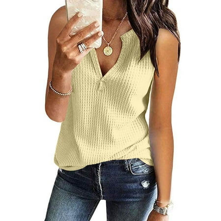 Tank Top Bodysuit for Women Fashion Womens Spring And Summer Sleeveless V-Neck T-Shirt Blouse Tops Womens Tank Tops  Savings up to 30% off!