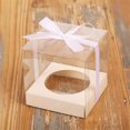 thumbnail image 3 of SINGOMON 24PCS Clear PVC Boxes 3.5 Inch Cupcake Boxes with White Ribbon and Insert Transparent Cup Cake Boxes Square Cupcake Holders Cupcake Carrier Plastic Gift Boxes Macaron Boxes Bakery Boxes, 3 of 6