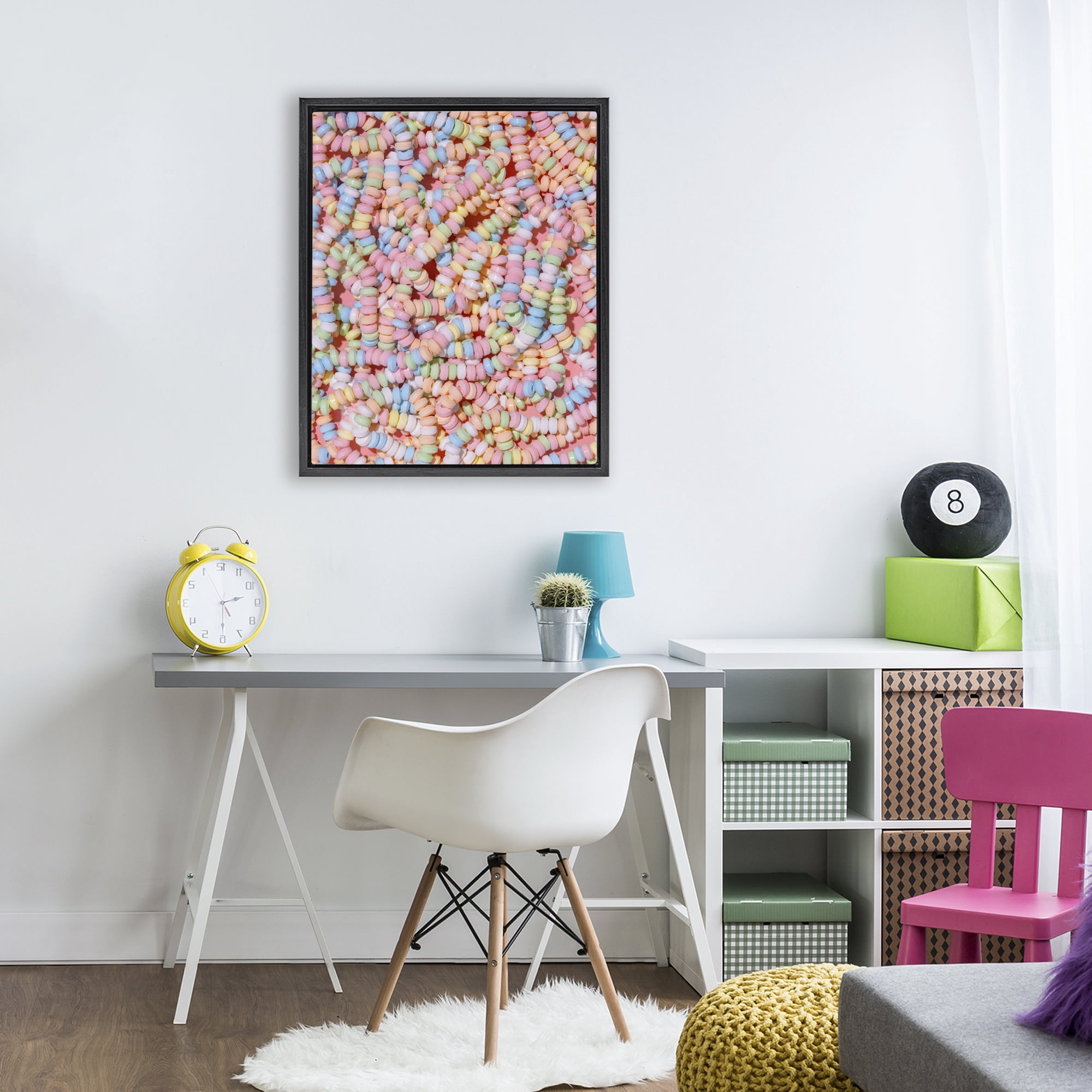 Stupell Industries Pastel Candy Necklace Black Framed Floater Canvas Wall Art, design by LISH Creative