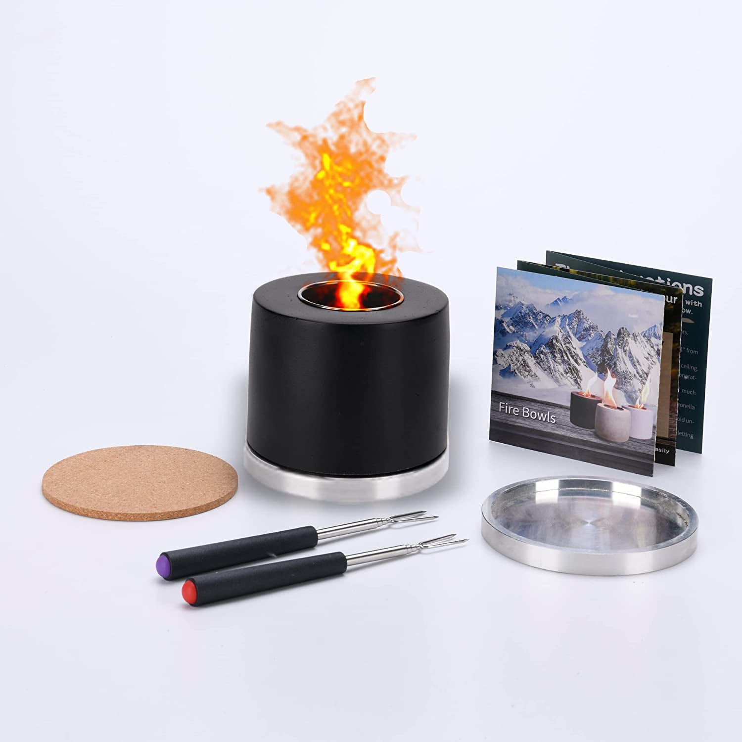 LDVINE Tabletop Fire Pit Concrete Mini Tabletop Fire Pit Portable