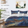 thumbnail image 3 of Christmas Bedding Duvet Cover Set Queen Size 4 Pieces Santa Claus Sleigh Reindeer Aurora Oil Painting Bedding Set with Zipper Closure, 1 Comforter Cover 90x90 Inches 1 Flat Sheet & 2 Pillow Cases, 3 of 9