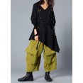 thumbnail image 3 of Pantalones de pierna ancha con bolsillos para mujer, ropa de abrigo informal, Color sólido, moda urbana, diseño de Europa y América, primavera y otoño, 2024, 3 of 5
