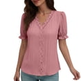 thumbnail image 2 of Levmjia Womens V Neck Tops Short Sleeve Casual Summer Blouse Cotton Slim Fit Solid Color Basic Tee for Work Vacation Yoga Multi Colors Available, 2 of 7