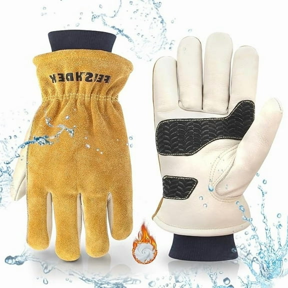 FEISHDEK Waterproof and Thermal Work Gloves for Men, Windproof Winter Gripper Gloves for Outdoor Construction, Gardening, Driving ( Size : M )