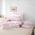 thumbnail image 6 of Homewish Kawaii Dachshund Animal 7-Piece Twin Bedding,Pink Dog Paw Print Bedding Comforter Set,Pink Reversible, 6 of 8