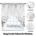 thumbnail image 3 of Swag Curtain Valances Blue Flowers Swag Valances for Kitchen Windows Eucalyptus Leaf Floral Branch Short Topper Curtains Valance Tier Pair for Kitchen Bedroom Living Room Bathroom 28"x36", 3 of 8