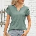 thumbnail image 2 of QLEICOM Summer Tops Casual Country V Neck Tee Shirts Petal Sleeve Fashion Loose Blouse Green XL, US Size 10, 2 of 6