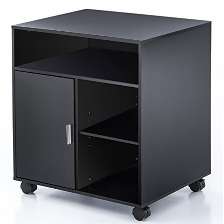 - FITUEYES File Cabinet Mobile Printer Stand with storage on wheels 3 Shelf Multiple finishes Black PS406001WB