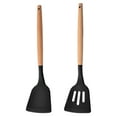 thumbnail image 1 of Juego de utensilios de cocina de silicona de cocina de 2 piezas, herramientas de cocina con mango de madera, 1 of 5