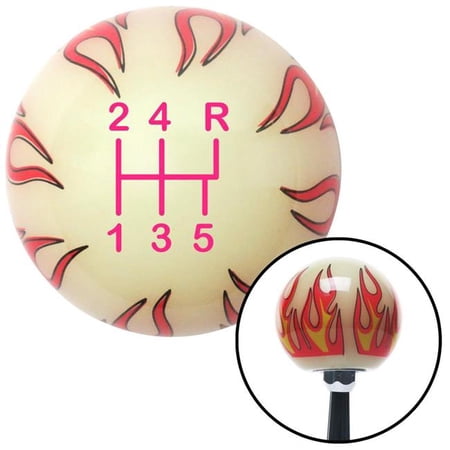 American Shifter Pink Shift Pattern 13n Ivory Flame Shift Knob with M16 x 1.5 Insert Shifter Auto Brody