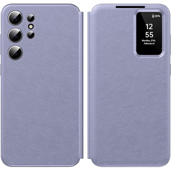for Samsung Galaxy S24 Ultra with Smart Small Screen View, S-View Wallet Phone Case, for Samsung S24 Ultra Case Smart Window Cover, Smart Flip Leather Protective Cover for Samsung S24 Ultra 5G Case