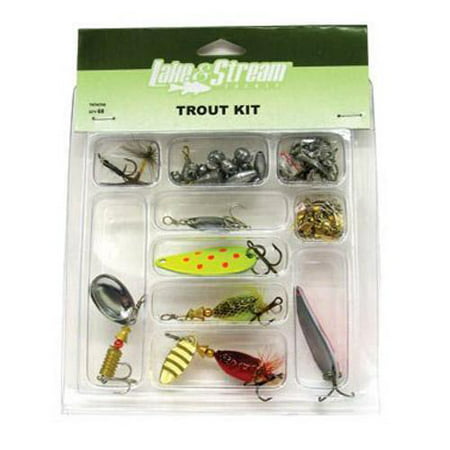 Lake & Stream Tackle Trout Kit, 68 Piece (Best Trout Lures For Streams)